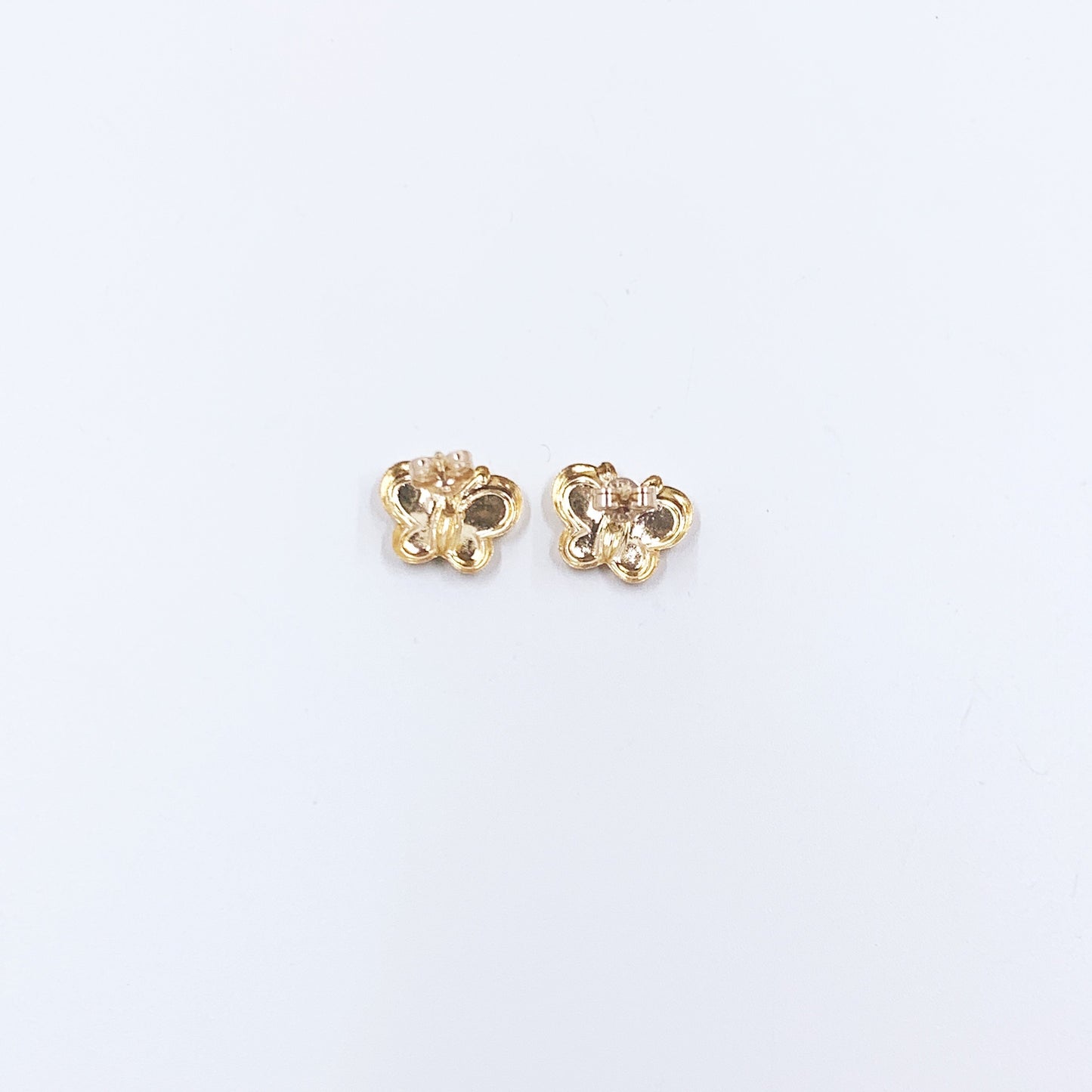 14K Gold Enamel Butterfly Stud Earrings | 14K Small Studs