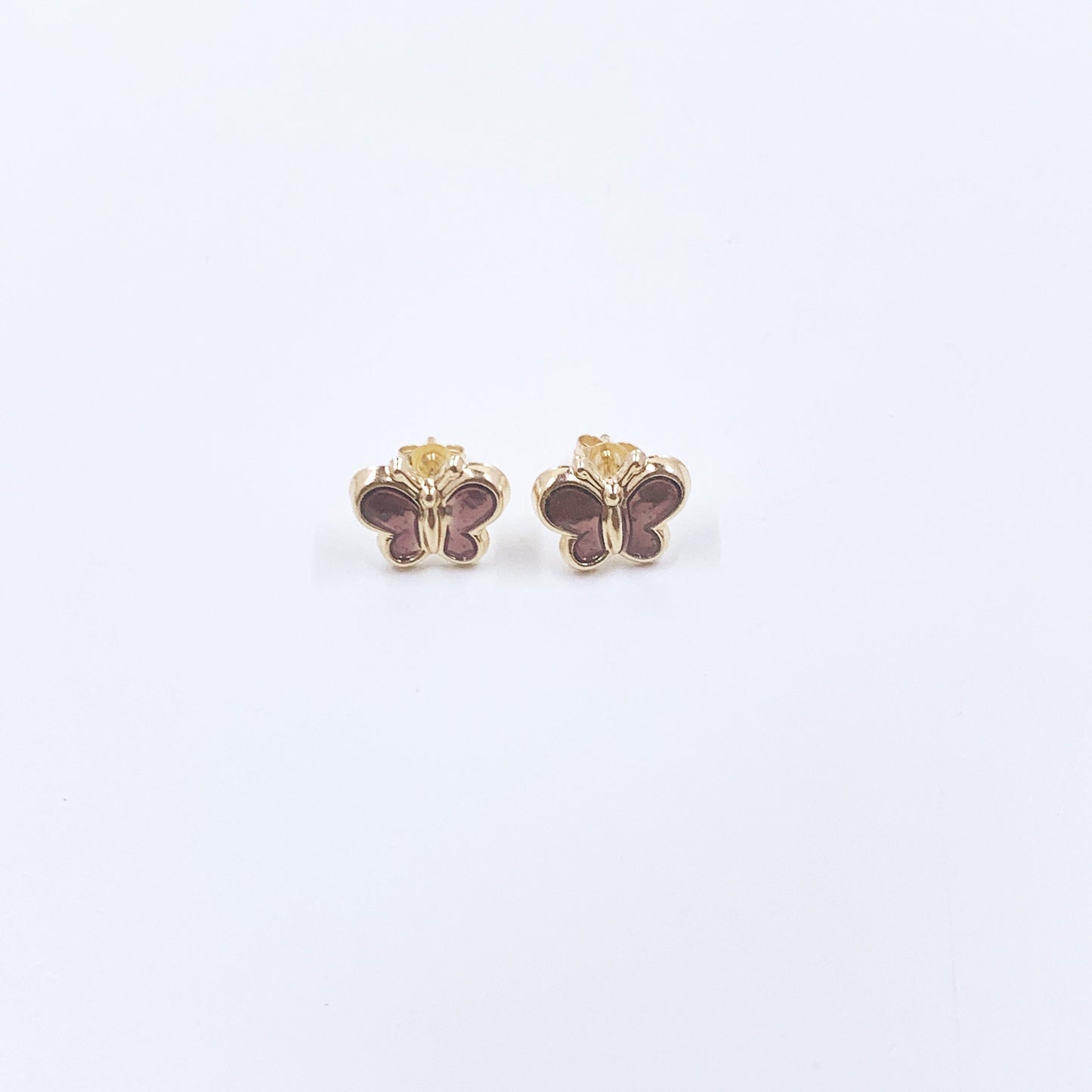 14K Gold Enamel Butterfly Stud Earrings | 14K Small Studs