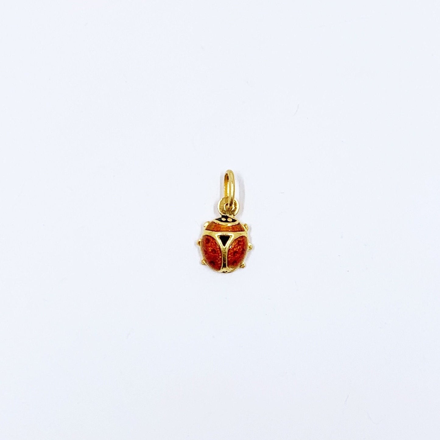 Estate 18K Italian Gold Enamel Lady Bug Charm, 18K Ladybird Beetle Charm