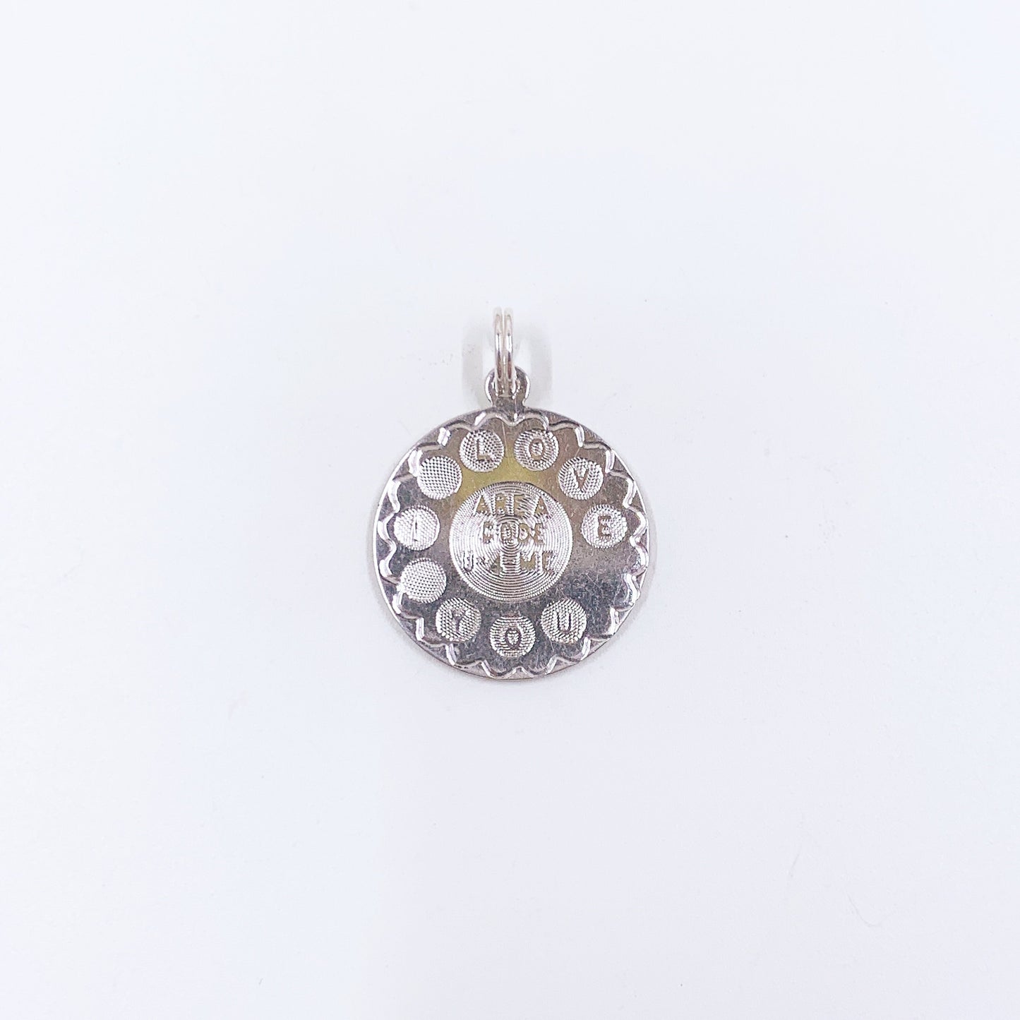 Vintage Spencer Sterling I Love You Charm, I Love You Area Code U-4-ME Charm, Rotary Phone Pendant