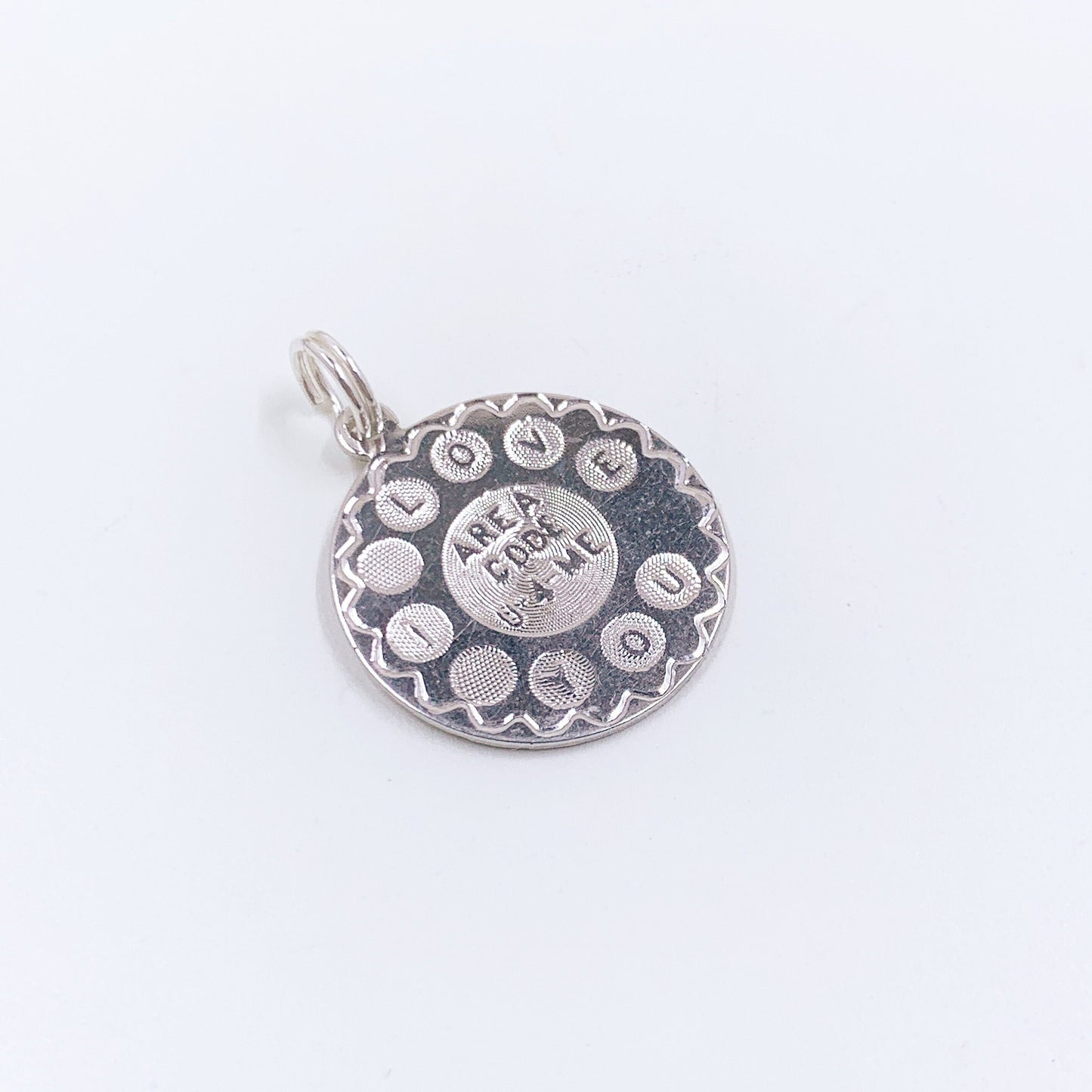 Vintage Spencer Sterling I Love You Charm, I Love You Area Code U-4-ME Charm, Rotary Phone Pendant