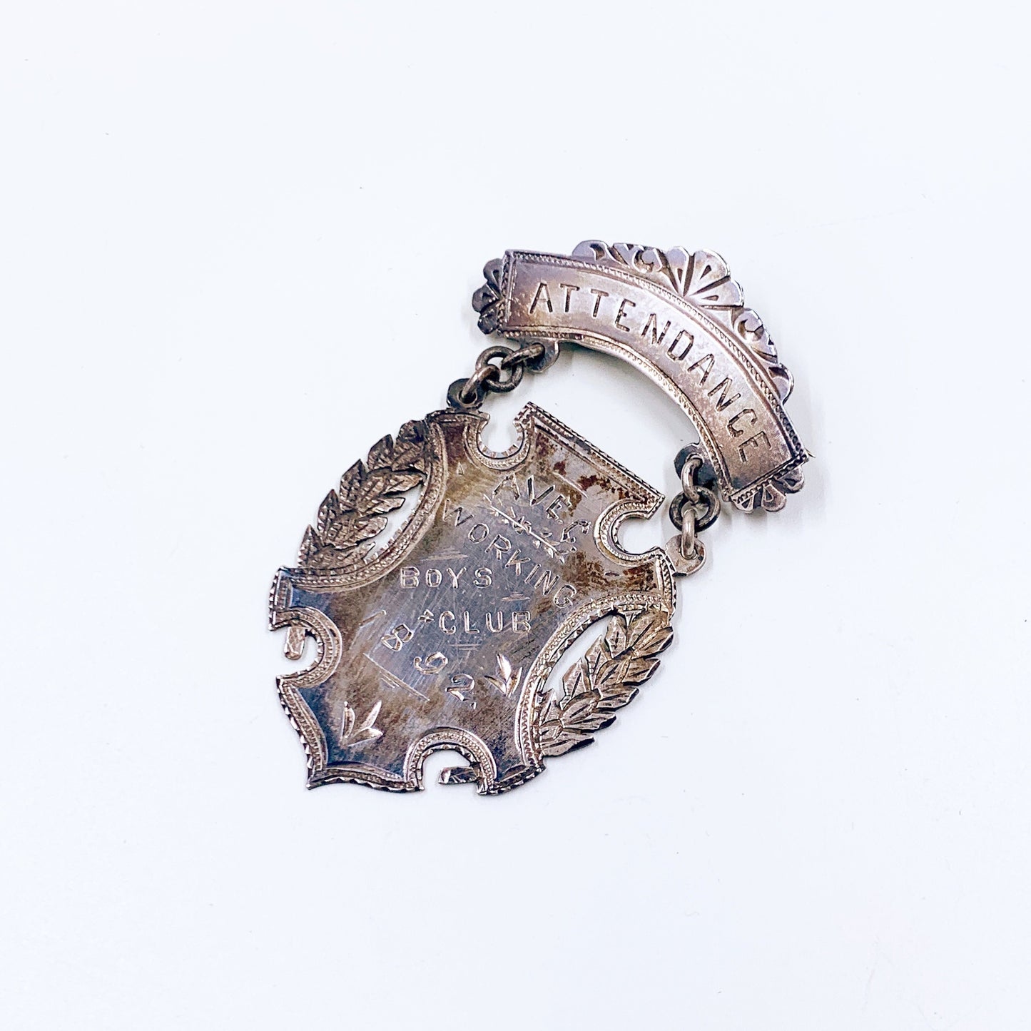 Antique Silver 1892 Medal Brooch, Avenue C Boys Club, Silver Boys Club Badge Pin, New York Philanthropy