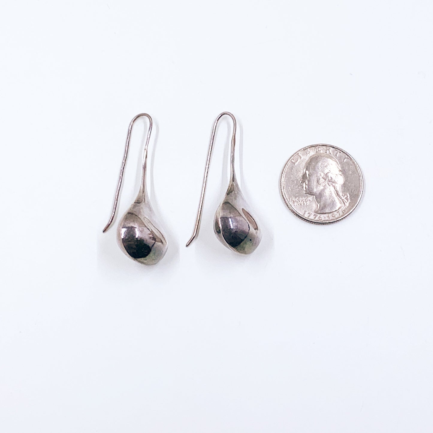 Vintage Silver Modernist Rain Drop Earrings