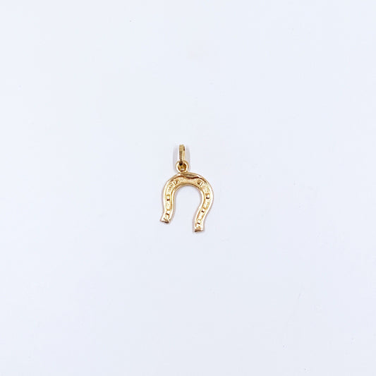 Estate 18k Gold Horseshoe Charm, Good Luck Charm, Lucky Horseshoe Pendant