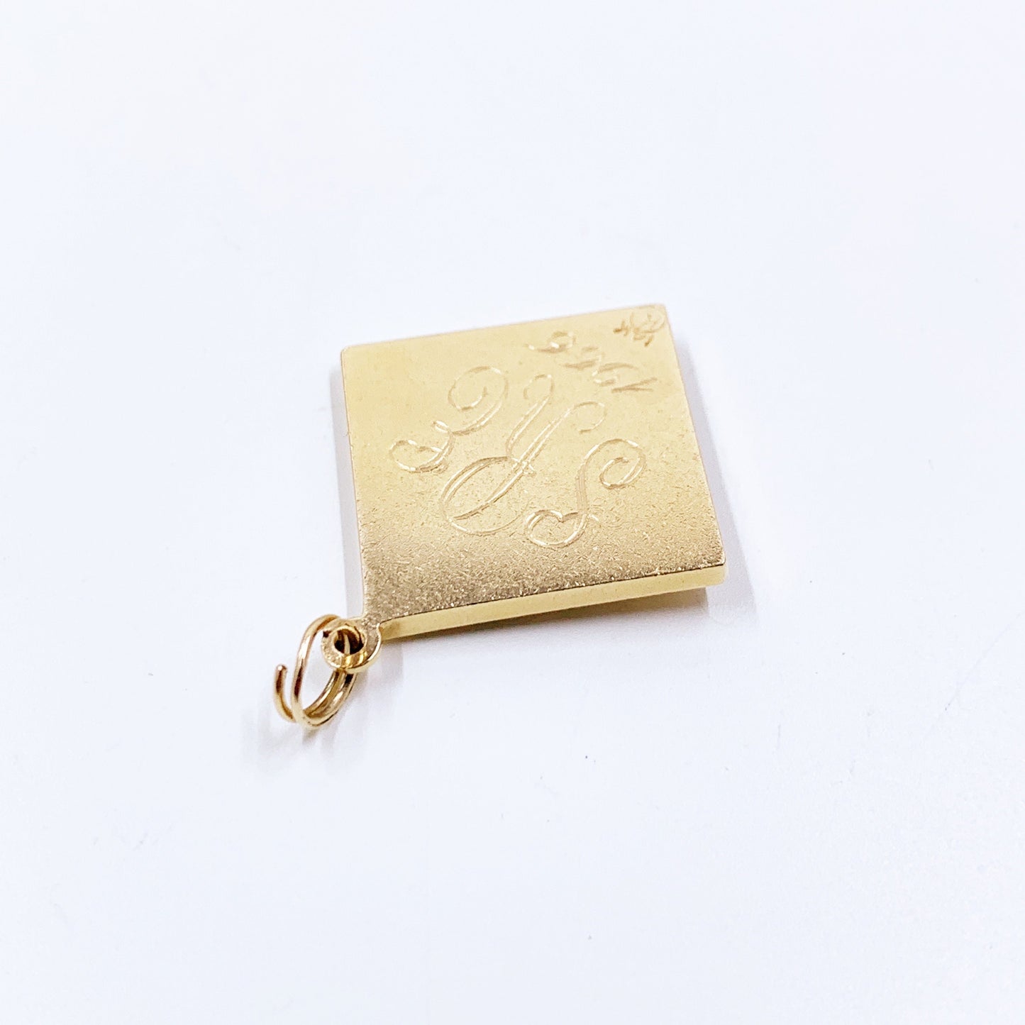 Vintage 1960's 14K Gold Opal Square Charm Pendant
