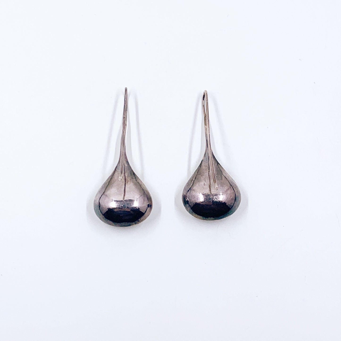 Vintage Silver Modernist Rain Drop Earrings