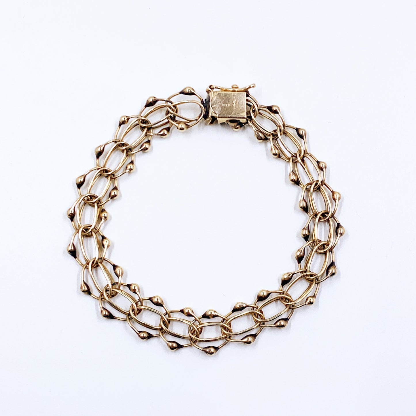 Vintage 14K Yellow Gold Fancy Link Charm Bracelet