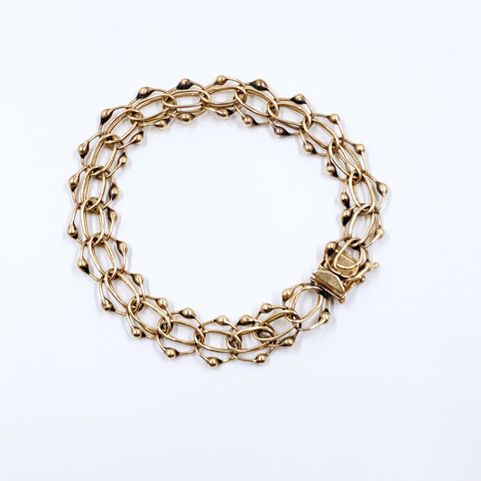 Vintage 14K Yellow Gold Fancy Link Charm Bracelet