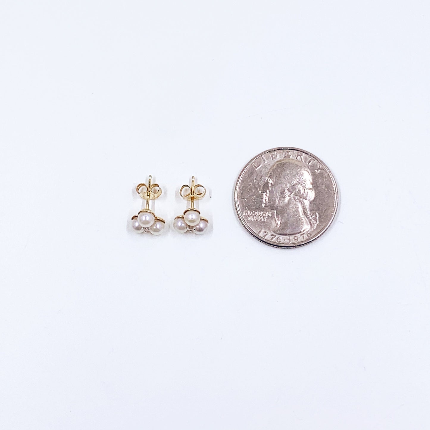 Vintage 14K Classic Pearl Stud Earrings, Everyday White Pearl Earrings