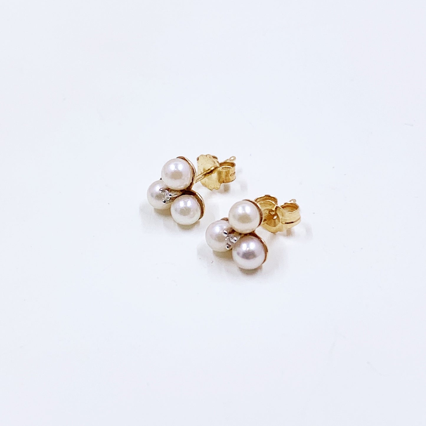 Vintage 14K Classic Pearl Stud Earrings, Everyday White Pearl Earrings