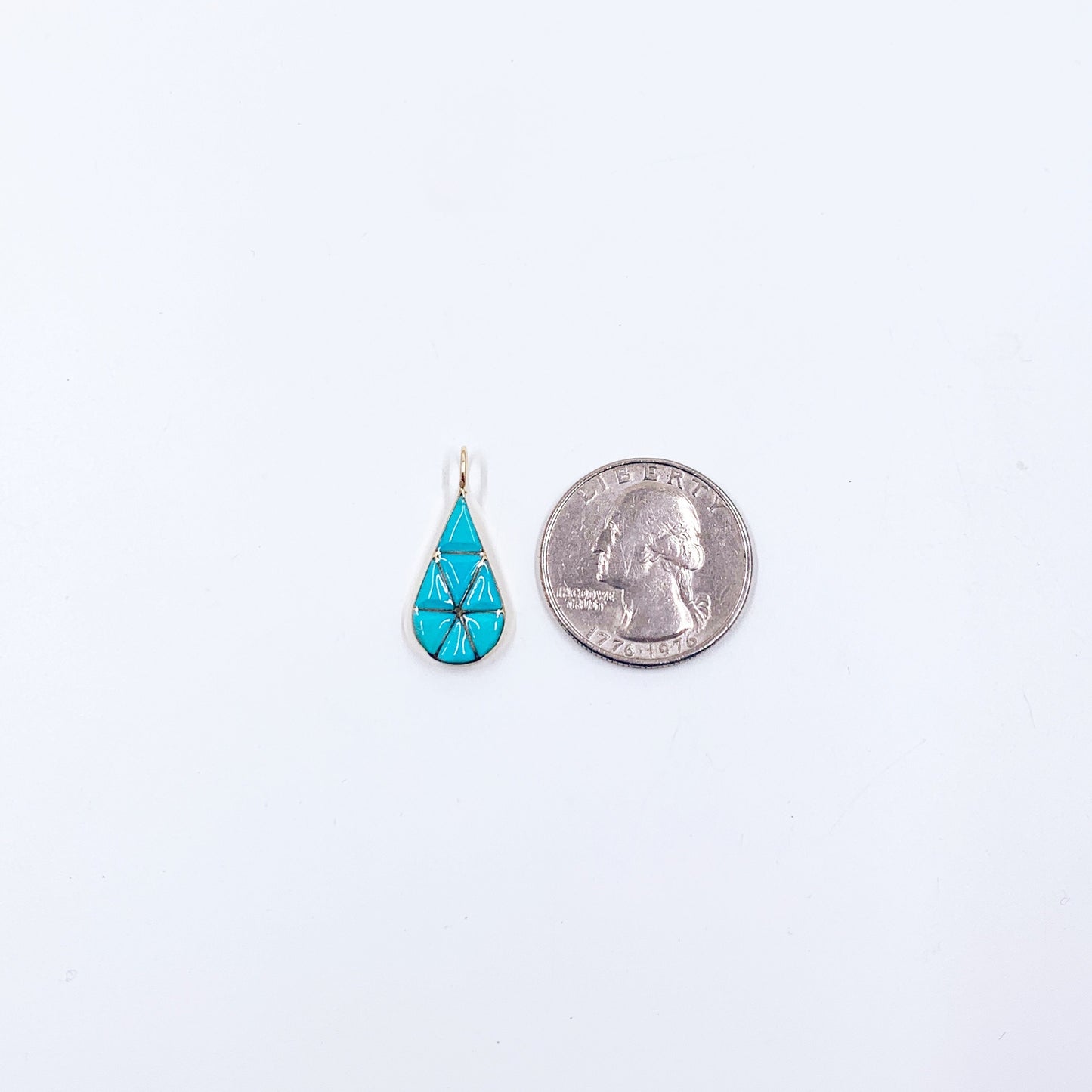 14k Turquoise Inlay Tear Drop Pendant