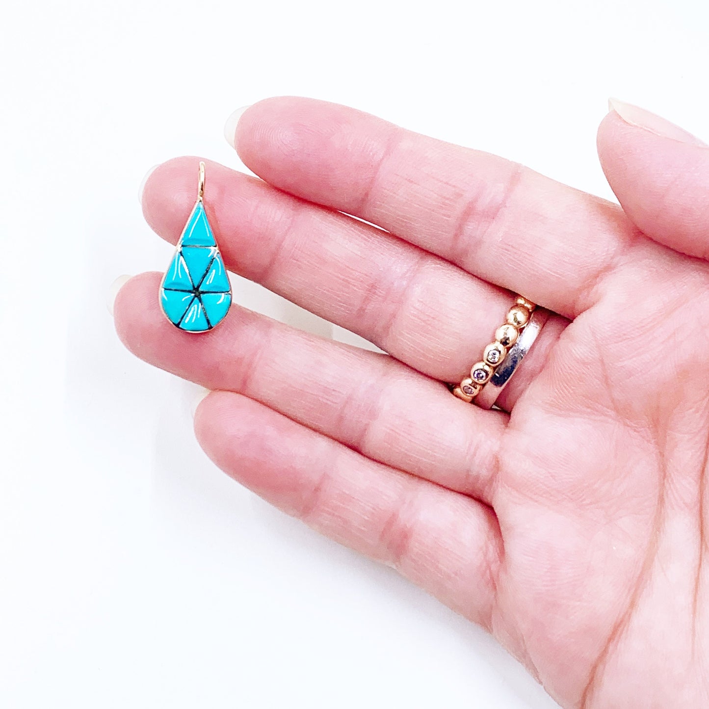 14k Turquoise Inlay Tear Drop Pendant