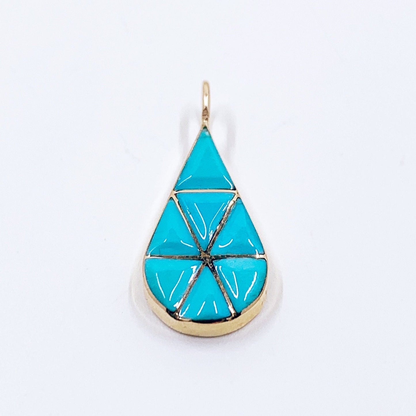 14k Turquoise Inlay Tear Drop Pendant