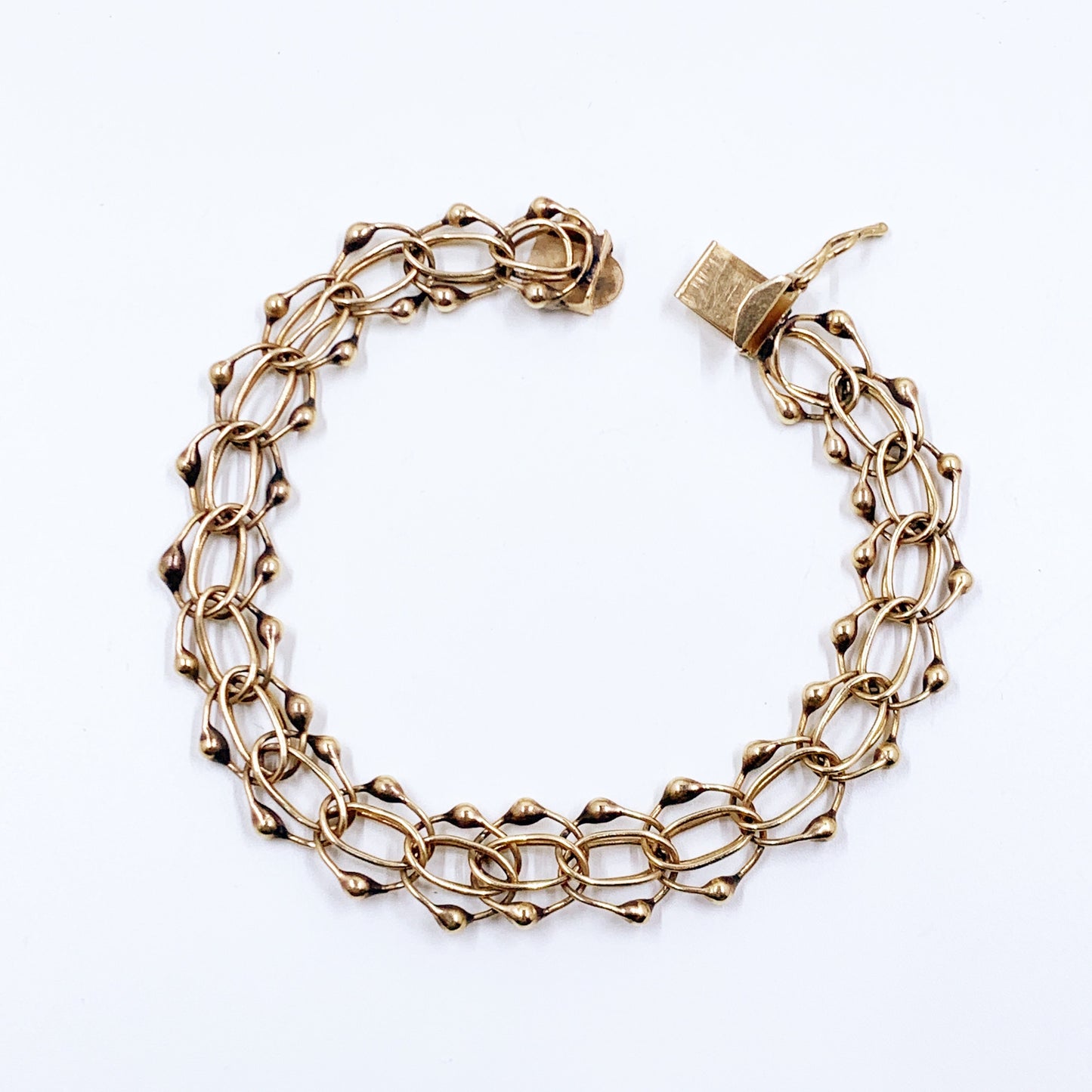 Vintage 14K Yellow Gold Fancy Link Charm Bracelet