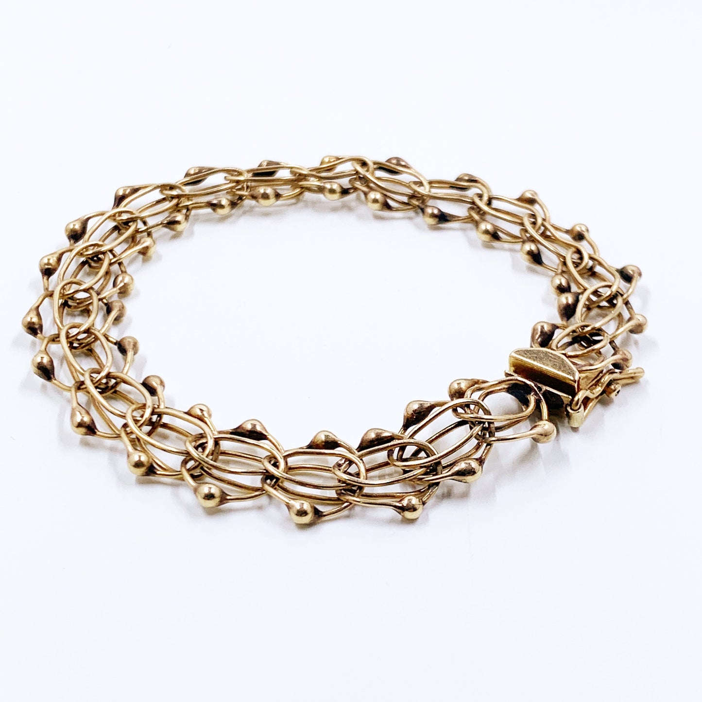 Vintage 14K Yellow Gold Fancy Link Charm Bracelet