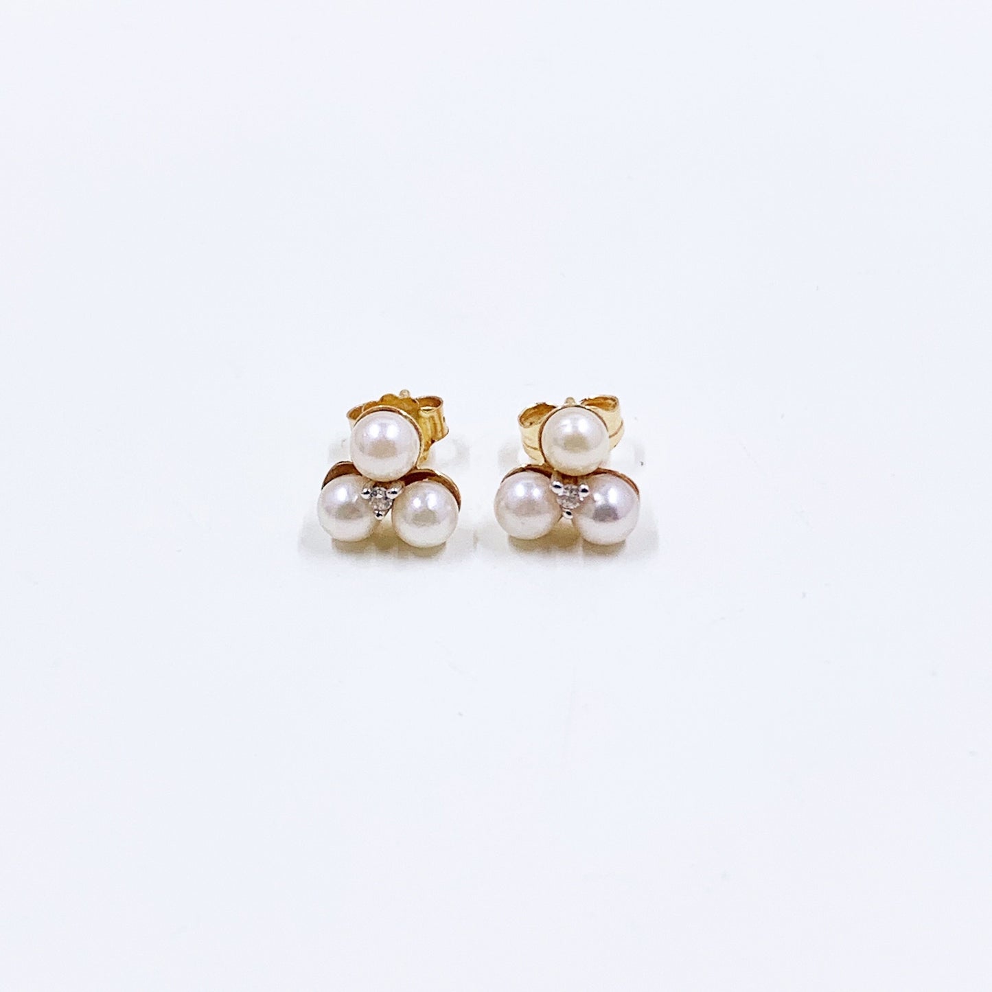 Vintage 14K Classic Pearl Stud Earrings, Everyday White Pearl Earrings