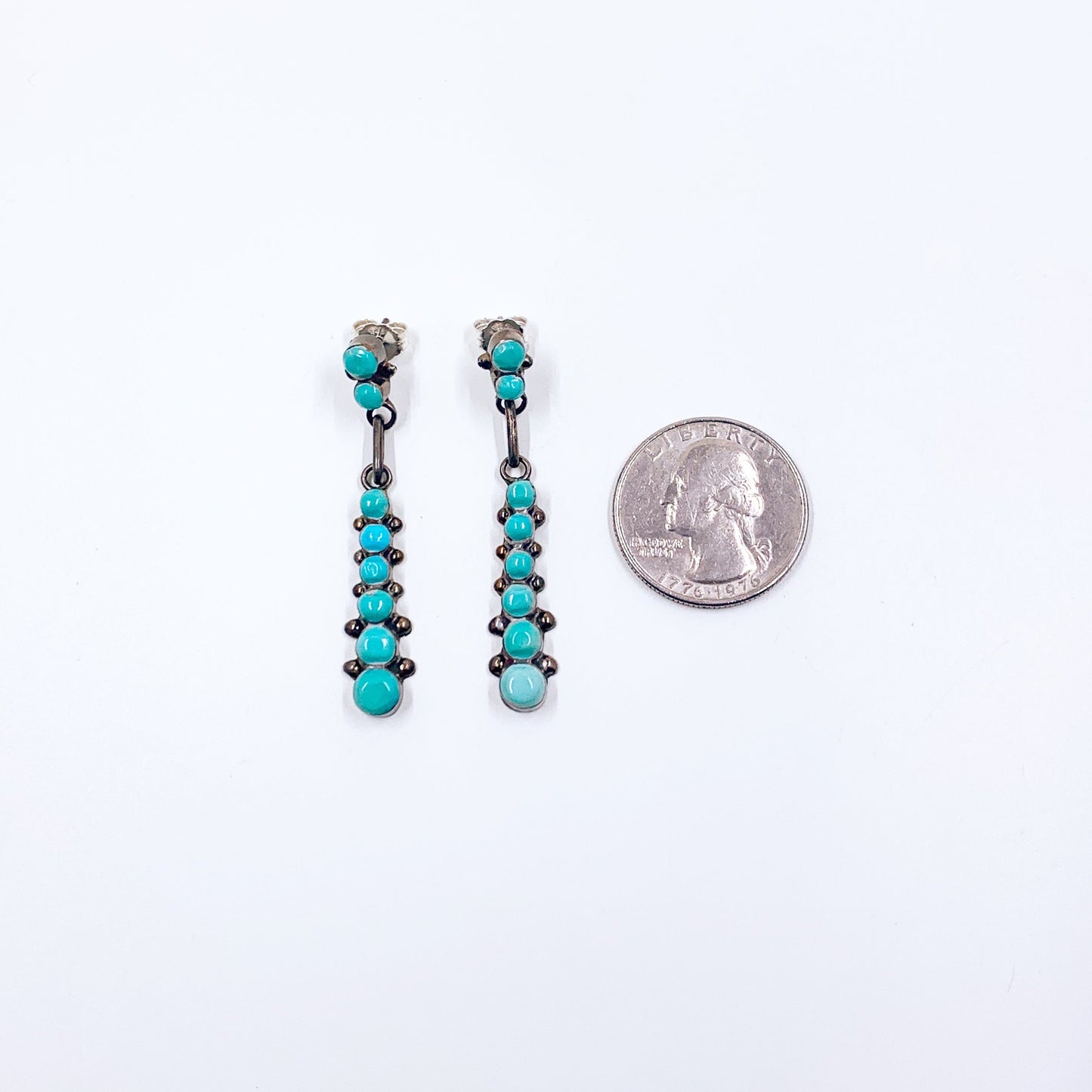 Vintage Turquoise Snake Eye Dangle Earrings, Southwest Turquoise Earrings