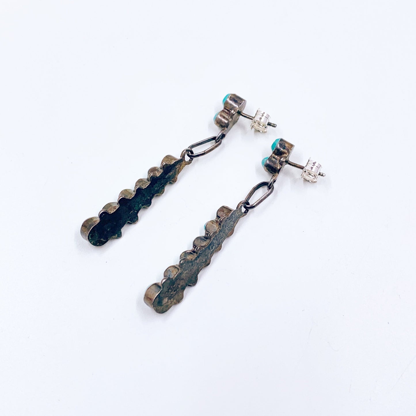 Vintage Turquoise Snake Eye Dangle Earrings, Southwest Turquoise Earrings