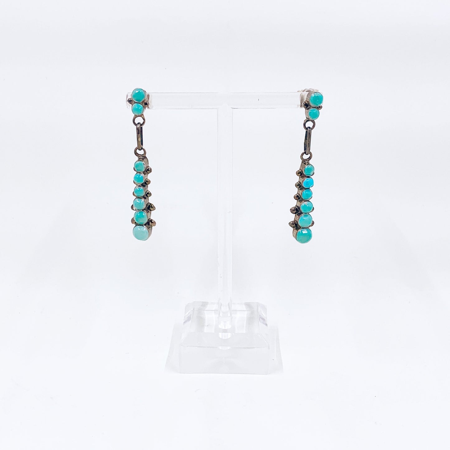 Vintage Turquoise Snake Eye Dangle Earrings, Southwest Turquoise Earrings