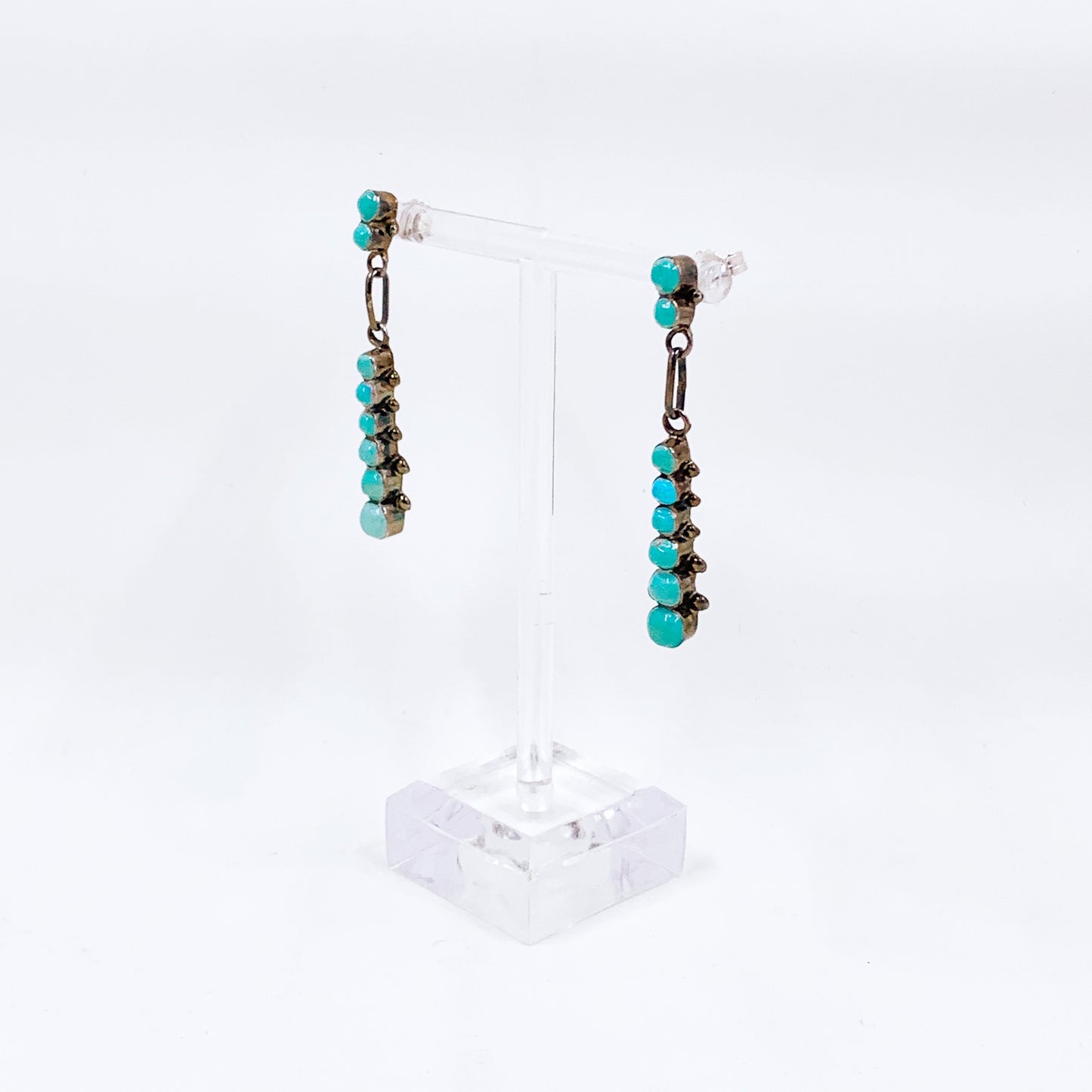 Vintage Turquoise Snake Eye Dangle Earrings, Southwest Turquoise Earrings