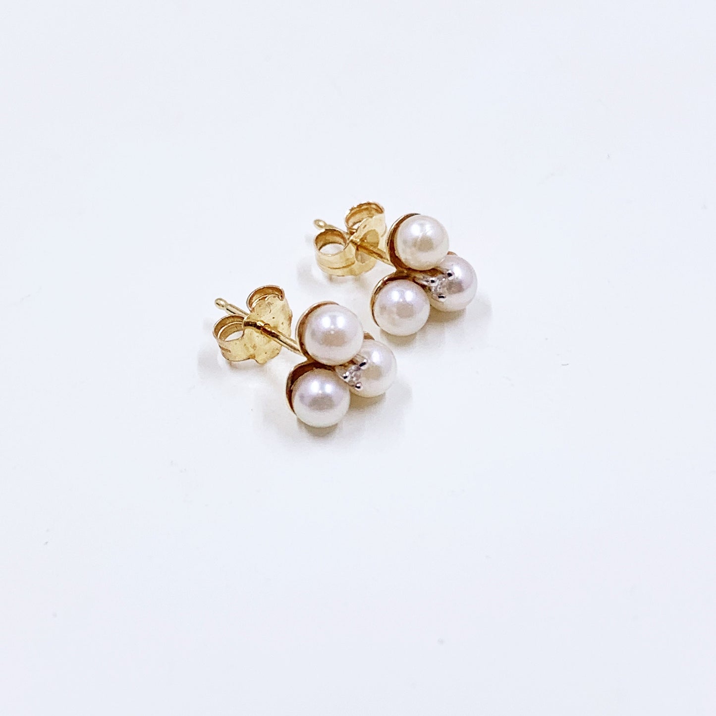 Vintage 14K Classic Pearl Stud Earrings, Everyday White Pearl Earrings