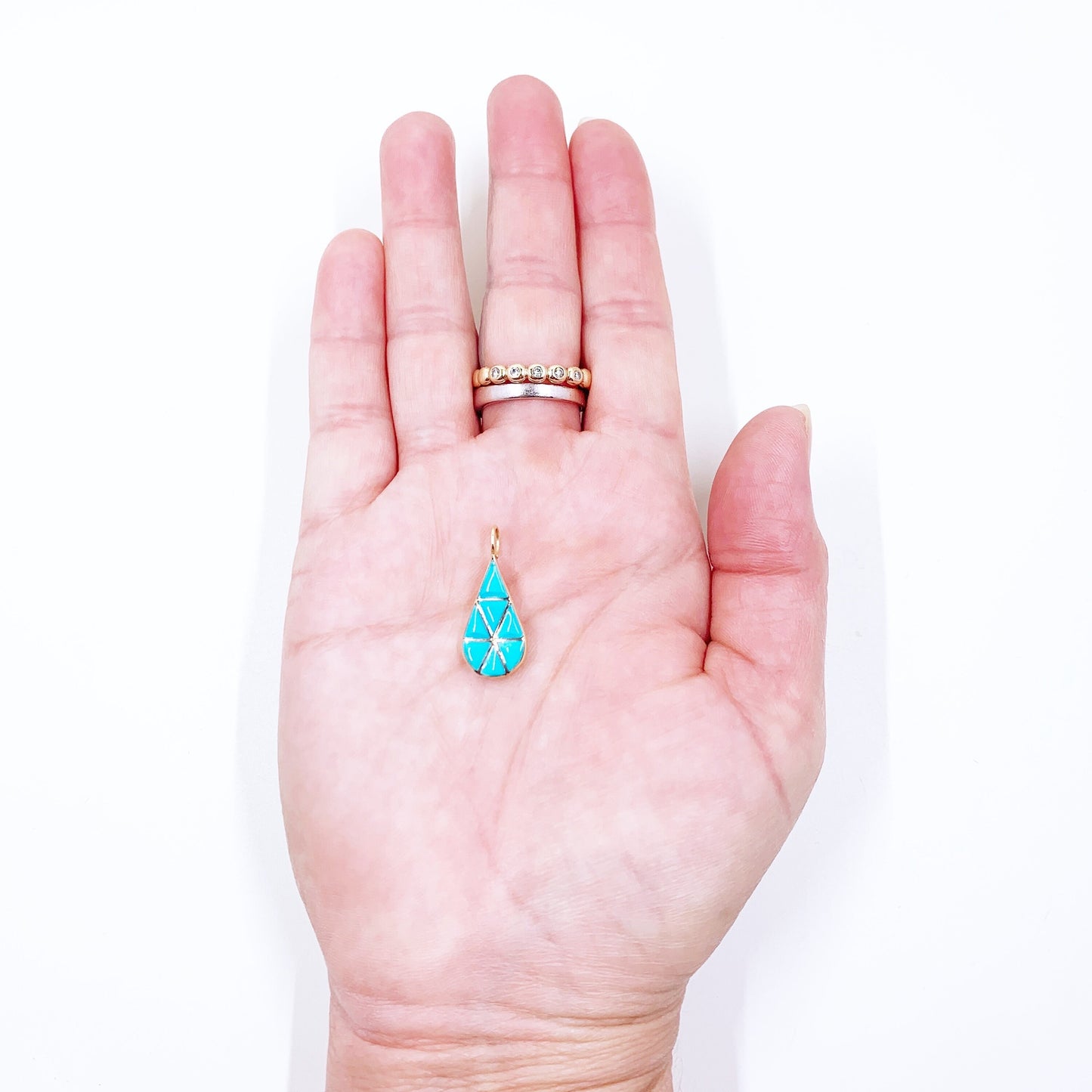 14k Turquoise Inlay Tear Drop Pendant