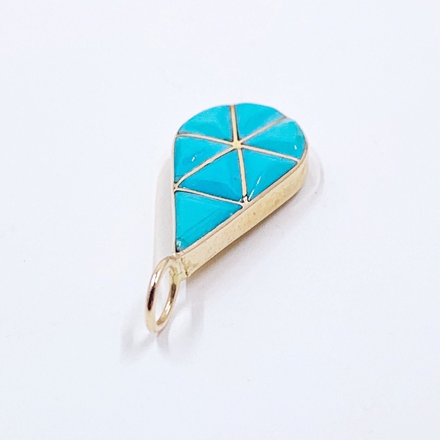 14k Turquoise Inlay Tear Drop Pendant