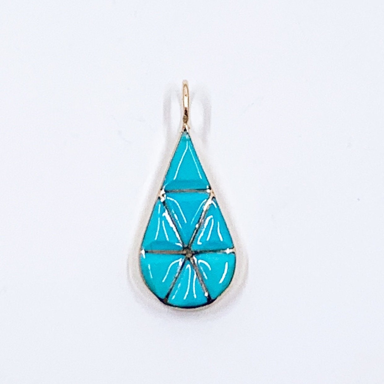 14k Turquoise Inlay Tear Drop Pendant