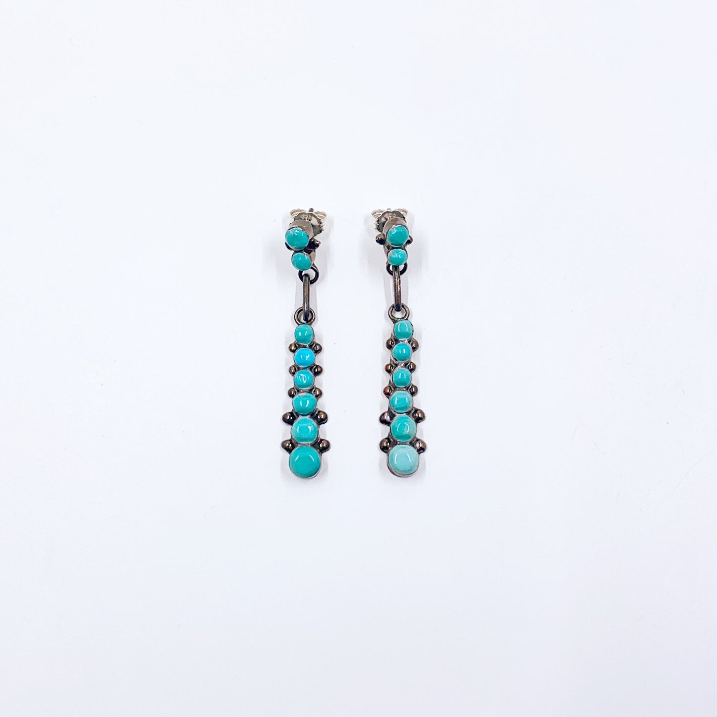 Vintage Turquoise Snake Eye Dangle Earrings, Southwest Turquoise Earrings