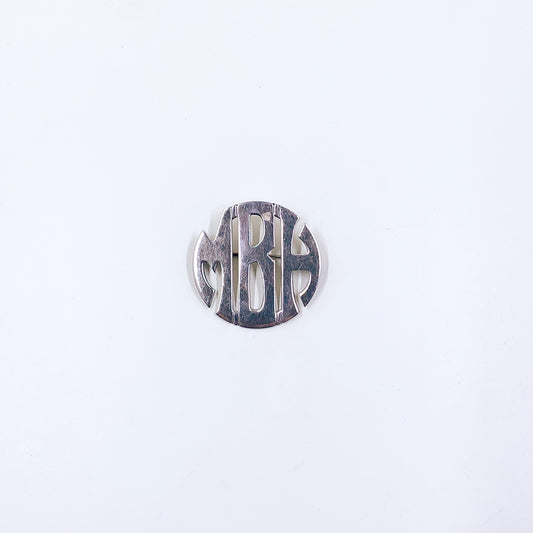 Vintage Leonore Doskow Sterling MBH Monogram Brooch, M B H Initials