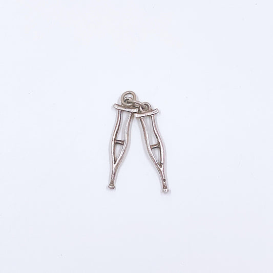 Vintage Sterling Crutches Charm, Sterling 3D Crutch Charm