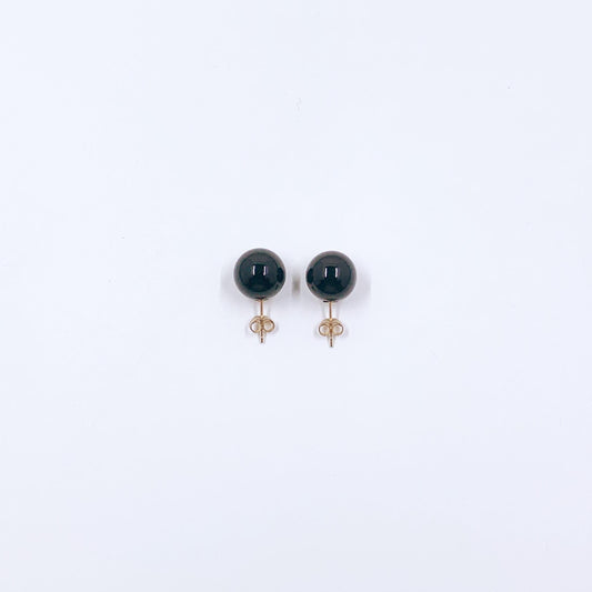 Estate 14K Gold Onyx Stud Earrings