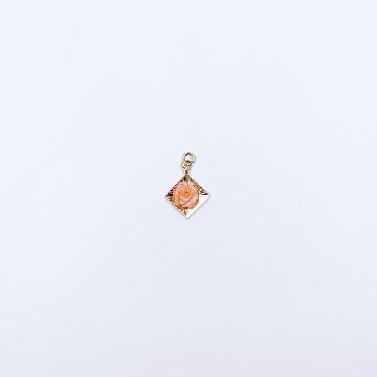 Vintage 14K Gold Coral Rose Charm