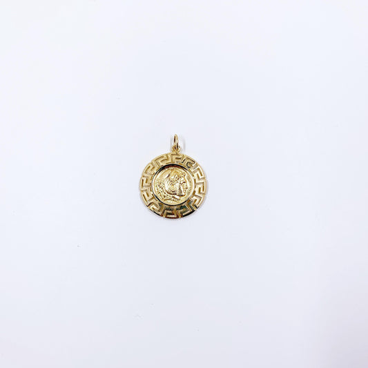 Estate 14K Greek Key Alexander the Great Coin Pendant