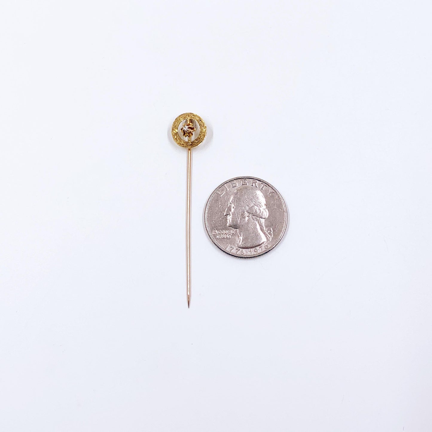 Victorian 10K Gold Diamond Stick Pin, Buttercup setting