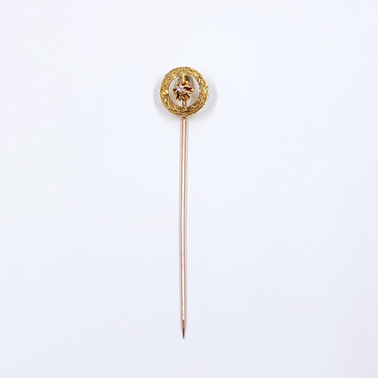 Victorian 10K Gold Diamond Stick Pin, Buttercup setting