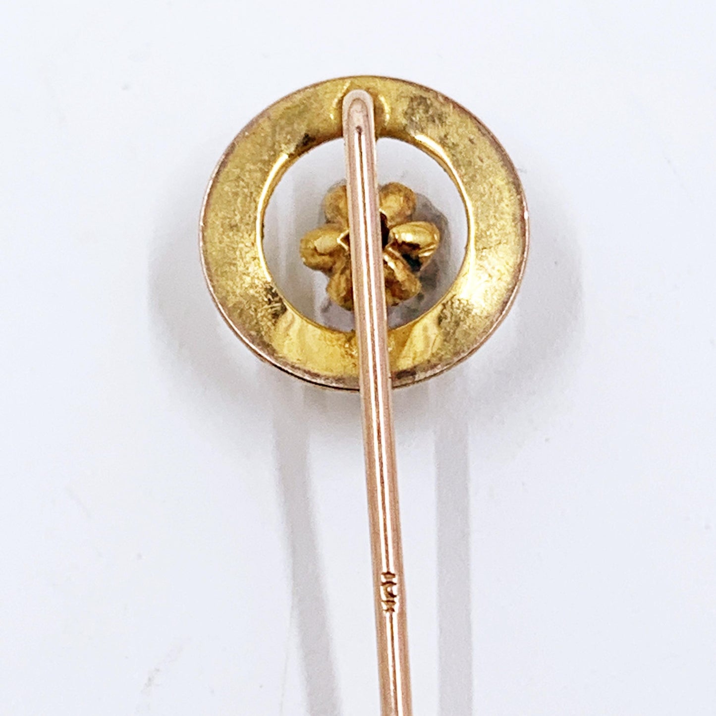 Victorian 10K Gold Diamond Stick Pin, Buttercup setting