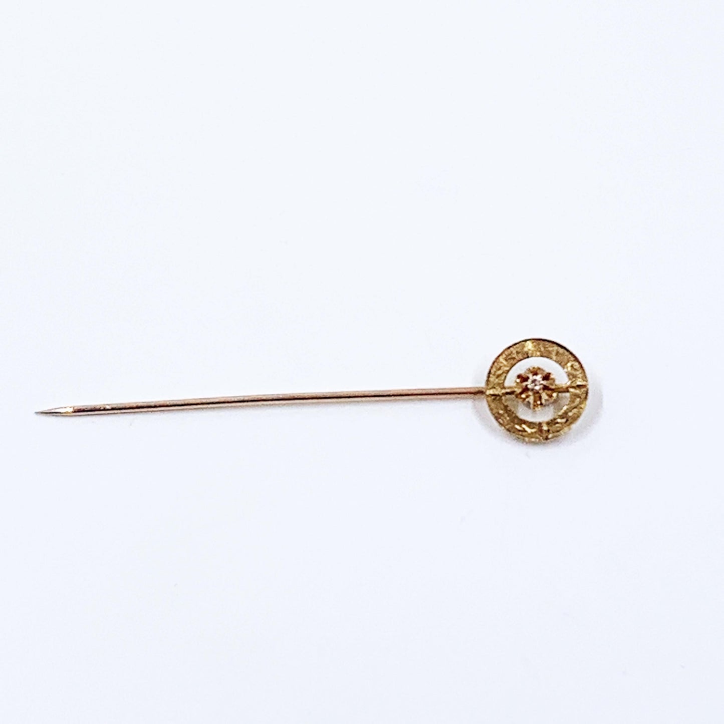 Victorian 10K Gold Diamond Stick Pin, Buttercup setting