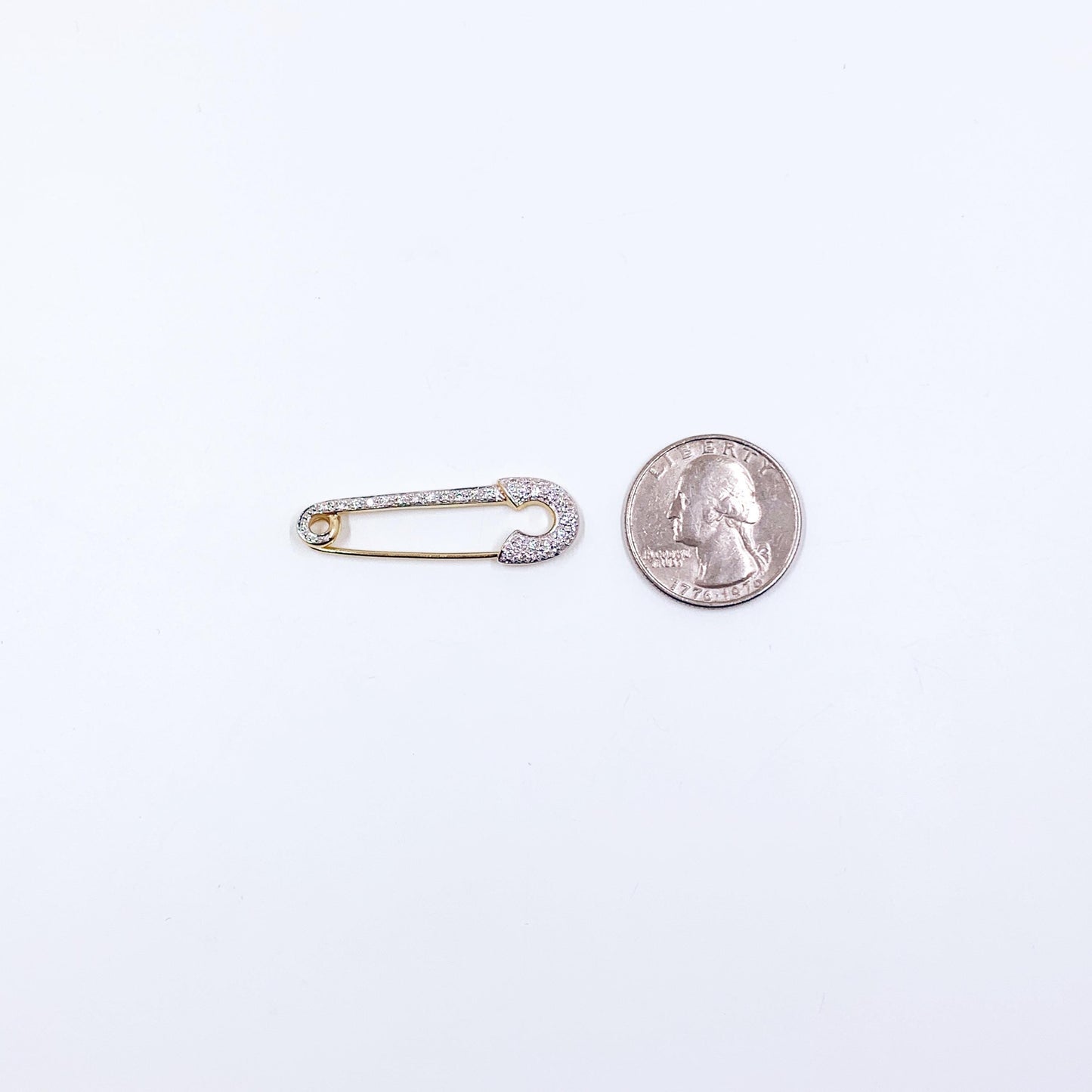 Vintage 14K Diamond Safety Pin Brooch
