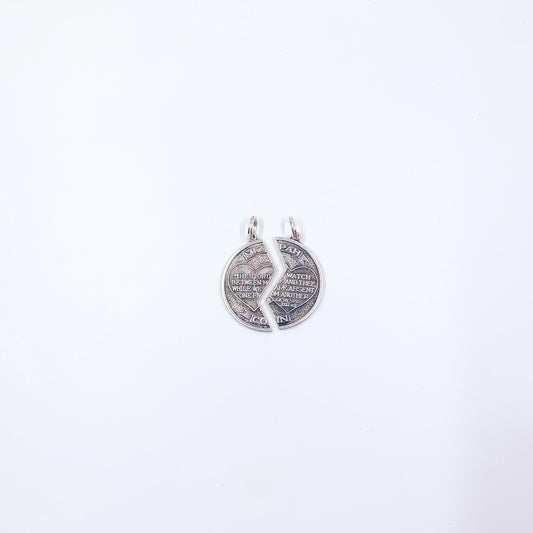 Vintage Sterling Mizpah Coin Charm Pendant