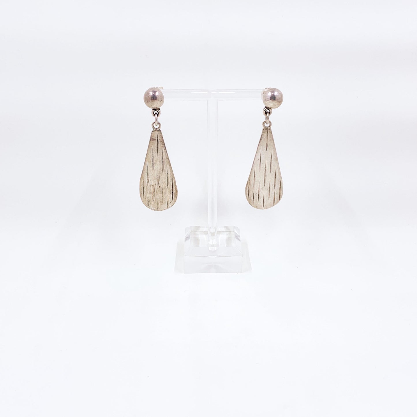 Vintage Mexican Silver Modernist Drop Earrings