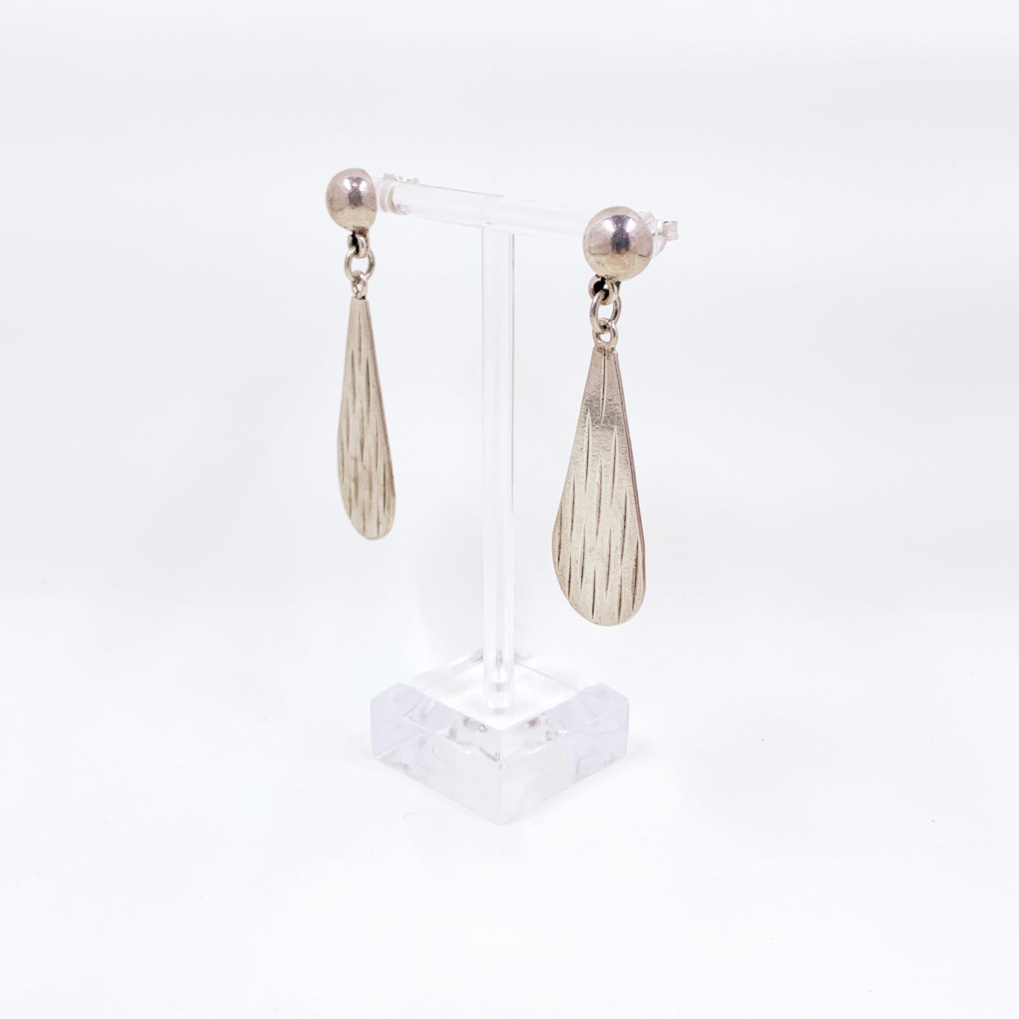 Vintage Mexican Silver Modernist Drop Earrings