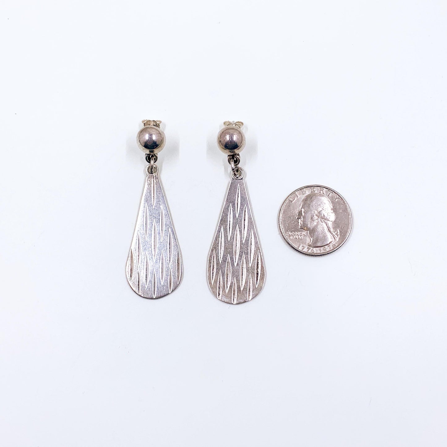 Vintage Mexican Silver Modernist Drop Earrings