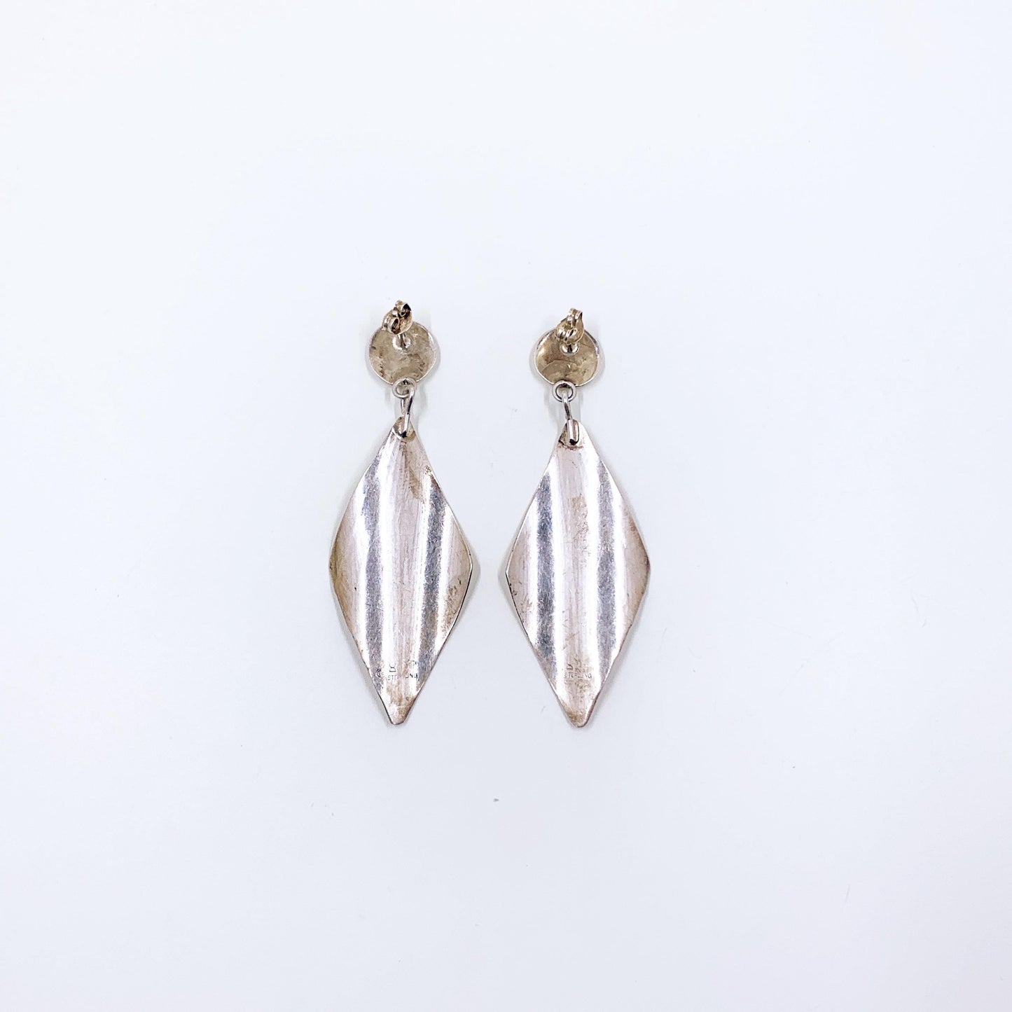 Vintage Sterling Silver Modernist Kite Drop Earrings