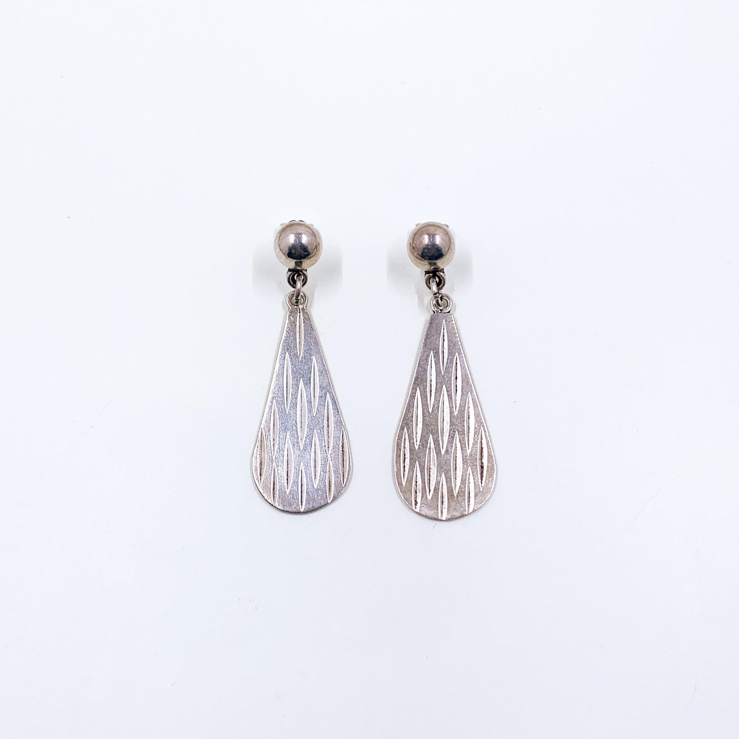 Vintage Mexican Silver Modernist Drop Earrings