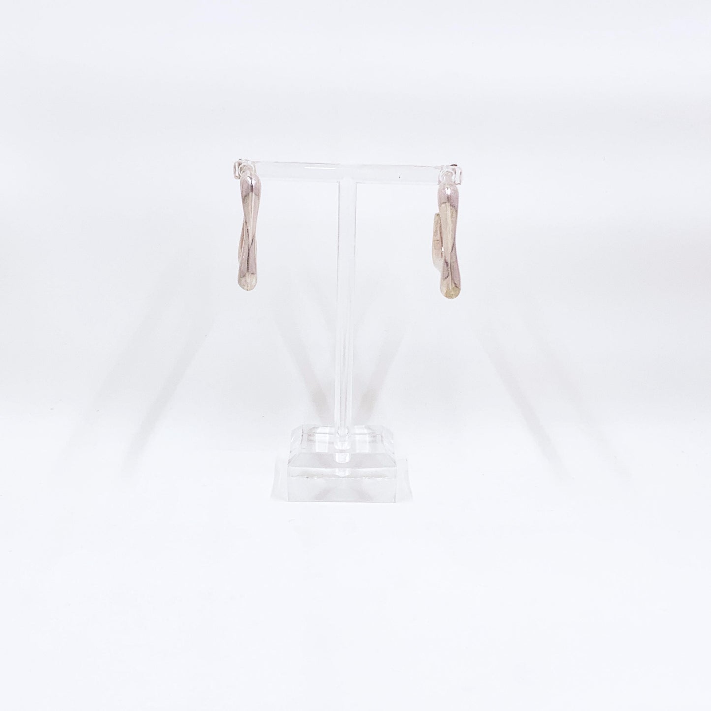 Vintage Sculptural Silver Hoop Earrings, Silver Open Hoop Earrings