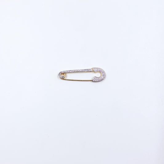 Vintage 14K Diamond Safety Pin Brooch