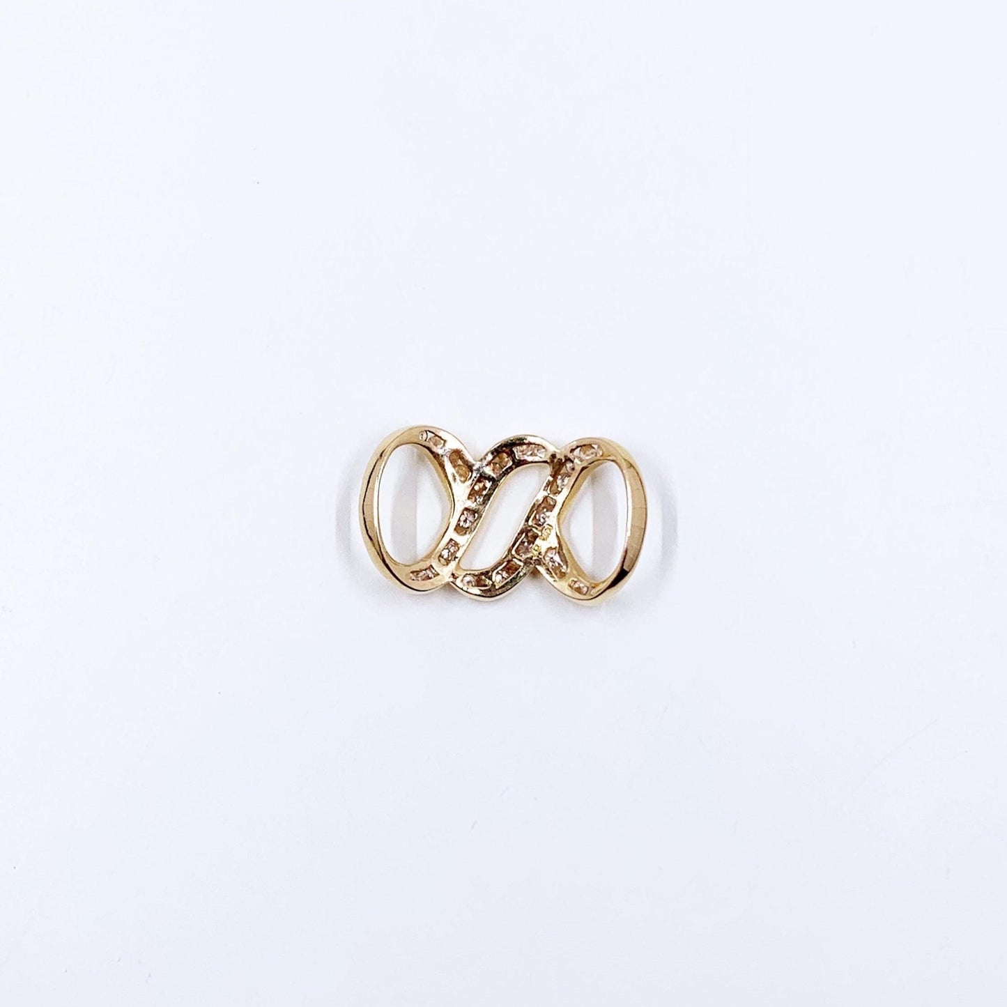 Vintage 14K Diamond Infinity Design Slide Pendant, 14K Yellow Gold Omega Slide Diamond Pendant