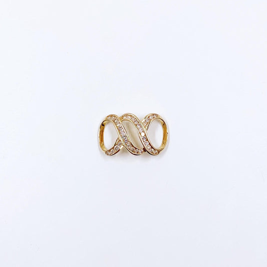 Vintage 14K Diamond Infinity Design Slide Pendant, 14K Yellow Gold Omega Slide Diamond Pendant