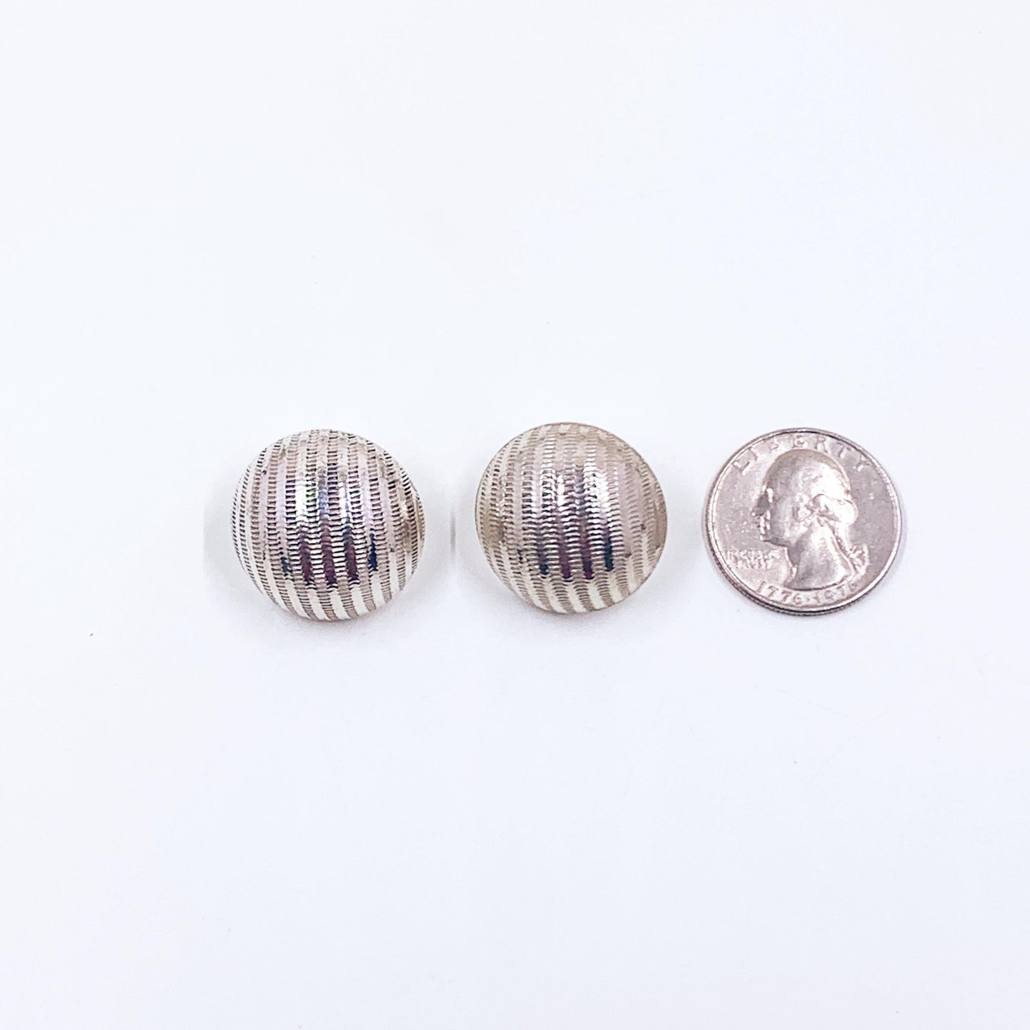 Estate Sterling Silver Unoaerre Textured Dome Stud Earrings